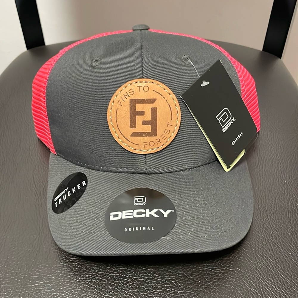 NWT Outdoor Branded Leather Patch Trucker Cap